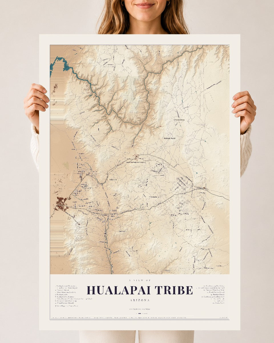 Hualapai Tribe, Arizona map print, 24" x 36", Archival Matte Print
