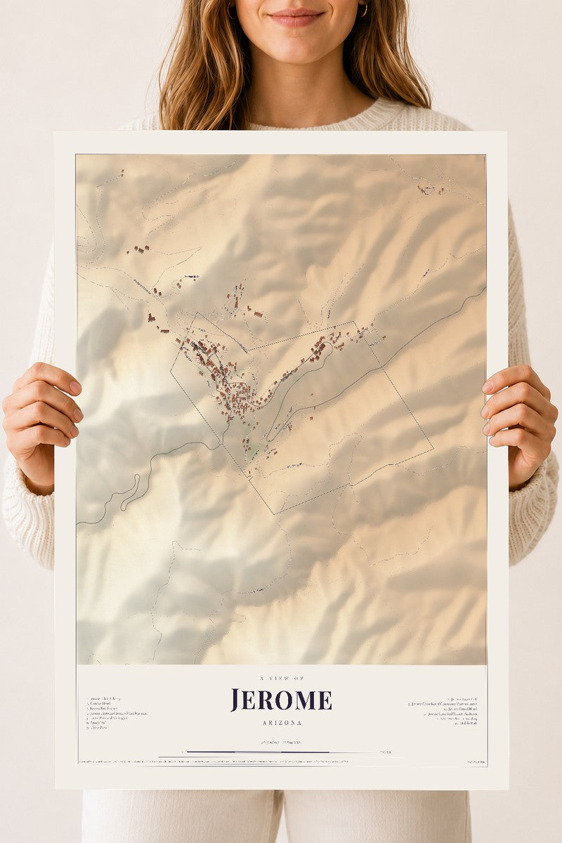 Jerome, Arizona map print, 18" x 24", Archival Matte Print