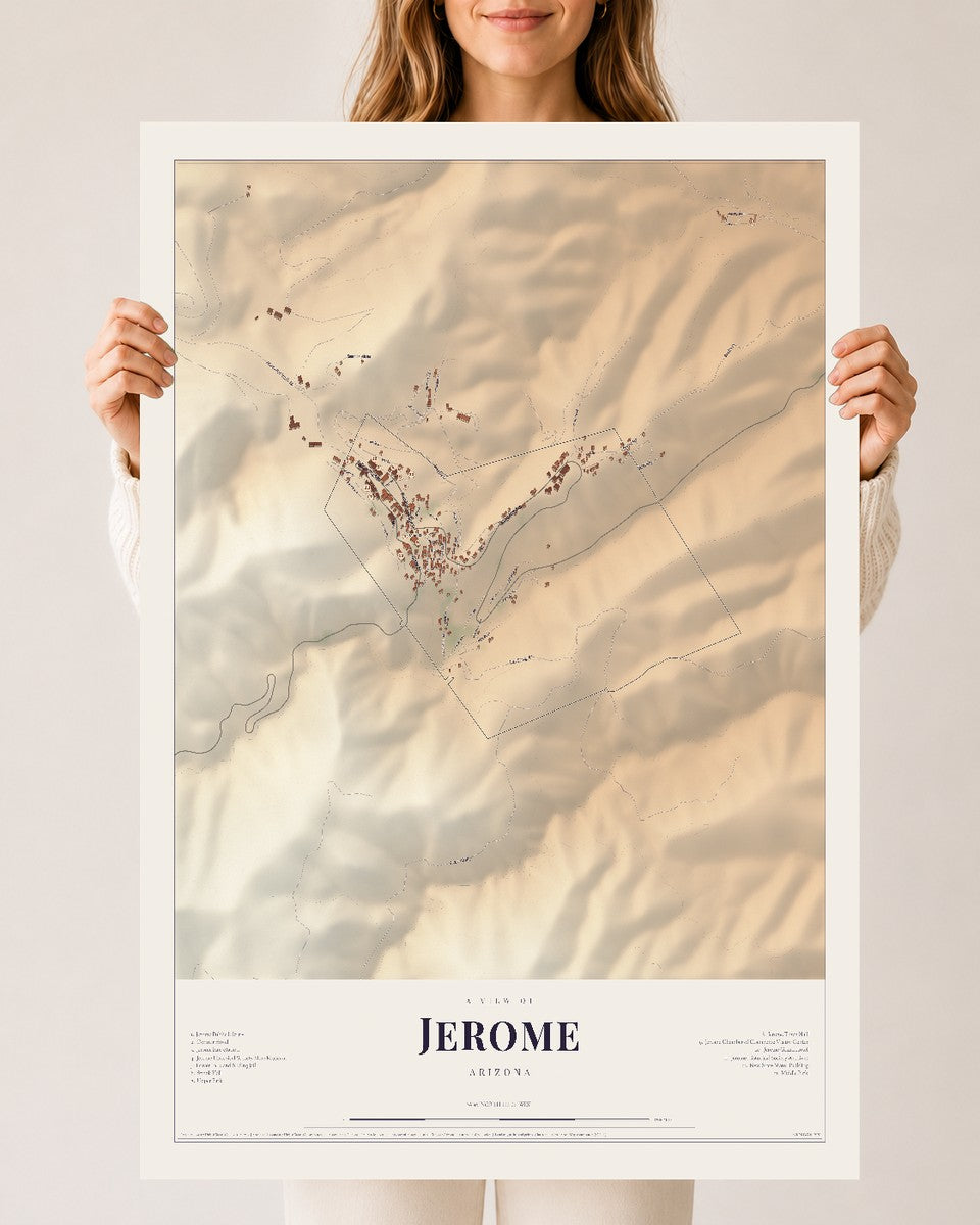 Jerome, Arizona map print, 24" x 36", Archival Matte Print