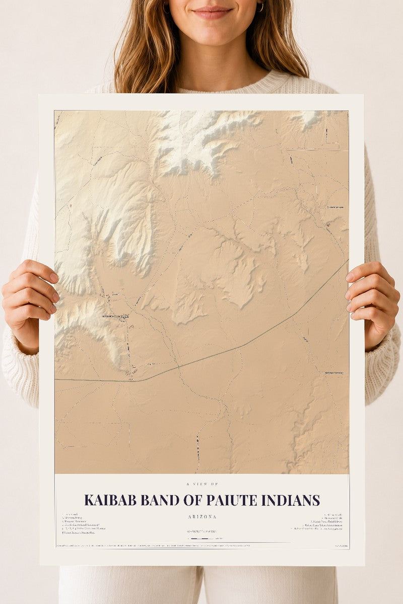 Map of Kaibab Band of Paiute Indians, Arizona, 18 x 24 inch unframed archival matte print