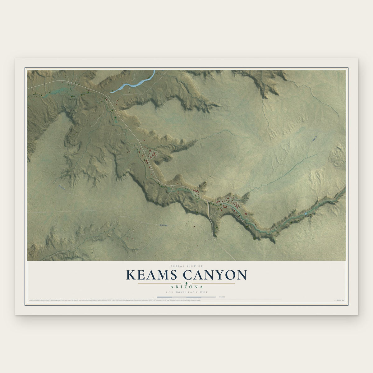 Keams Canyon, Arizona map print, the full design