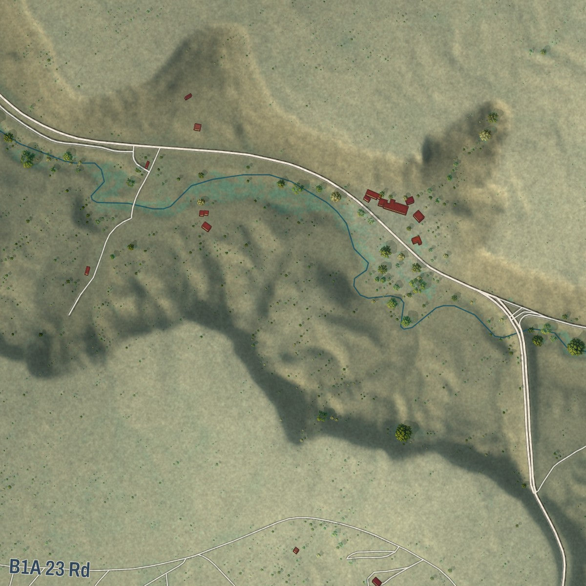Close-up of the map of Keams Canyon, Arizona print showing street and building detail