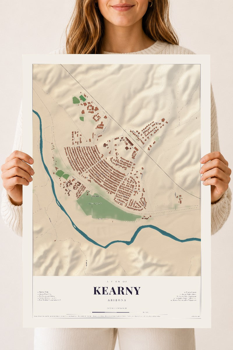 Map of Kearny, Arizona, 18 x 24 inch unframed archival matte print
