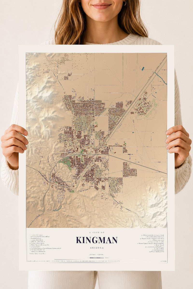 Kingman, Arizona map print, 18" x 24", Archival Matte Print