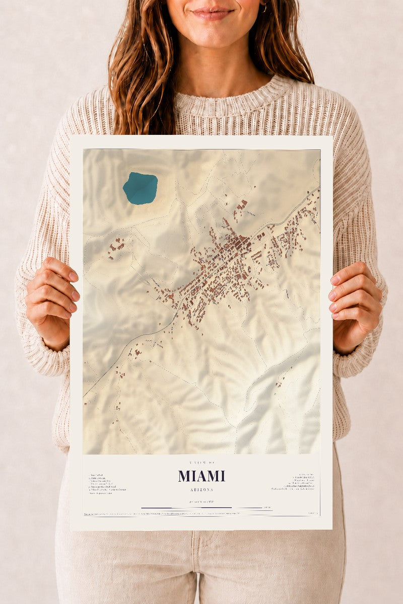 Miami, Arizona map print