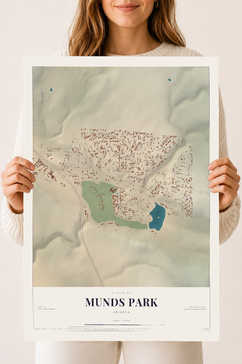 Map of Munds Park, Arizona, 18 x 24 inch unframed archival matte print