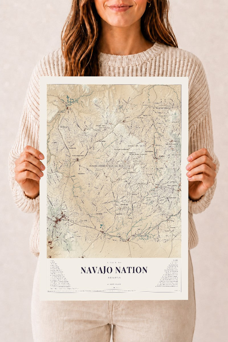 Navajo Nation, Arizona map print
