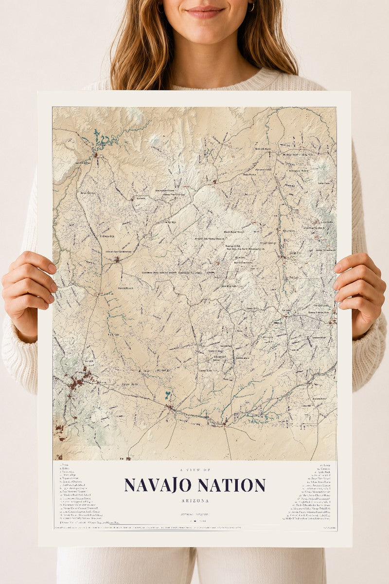 Map of Navajo Nation, Arizona, 18 x 24 inch unframed archival matte print