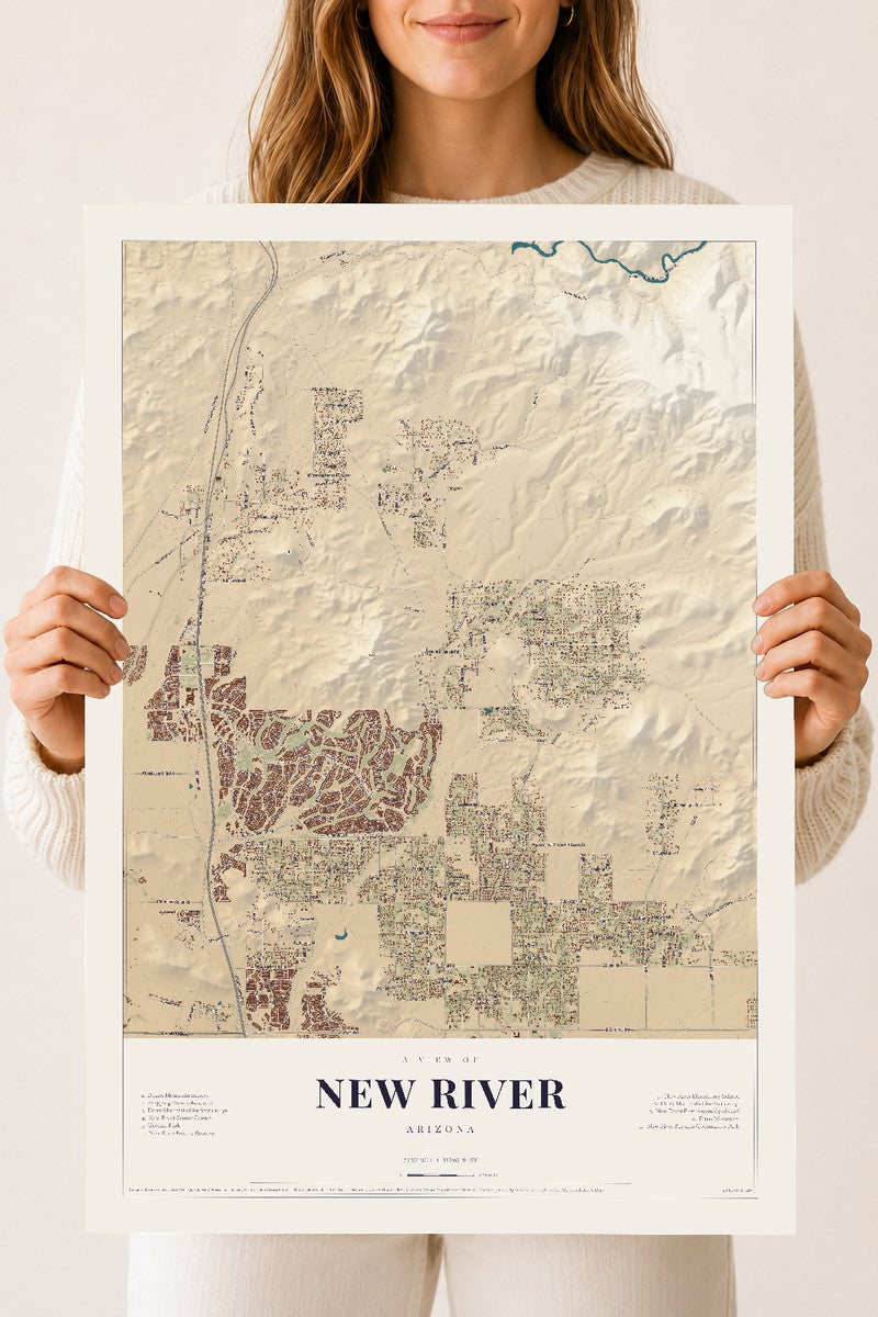 New River, Arizona map print, 18" x 24", Archival Matte Print