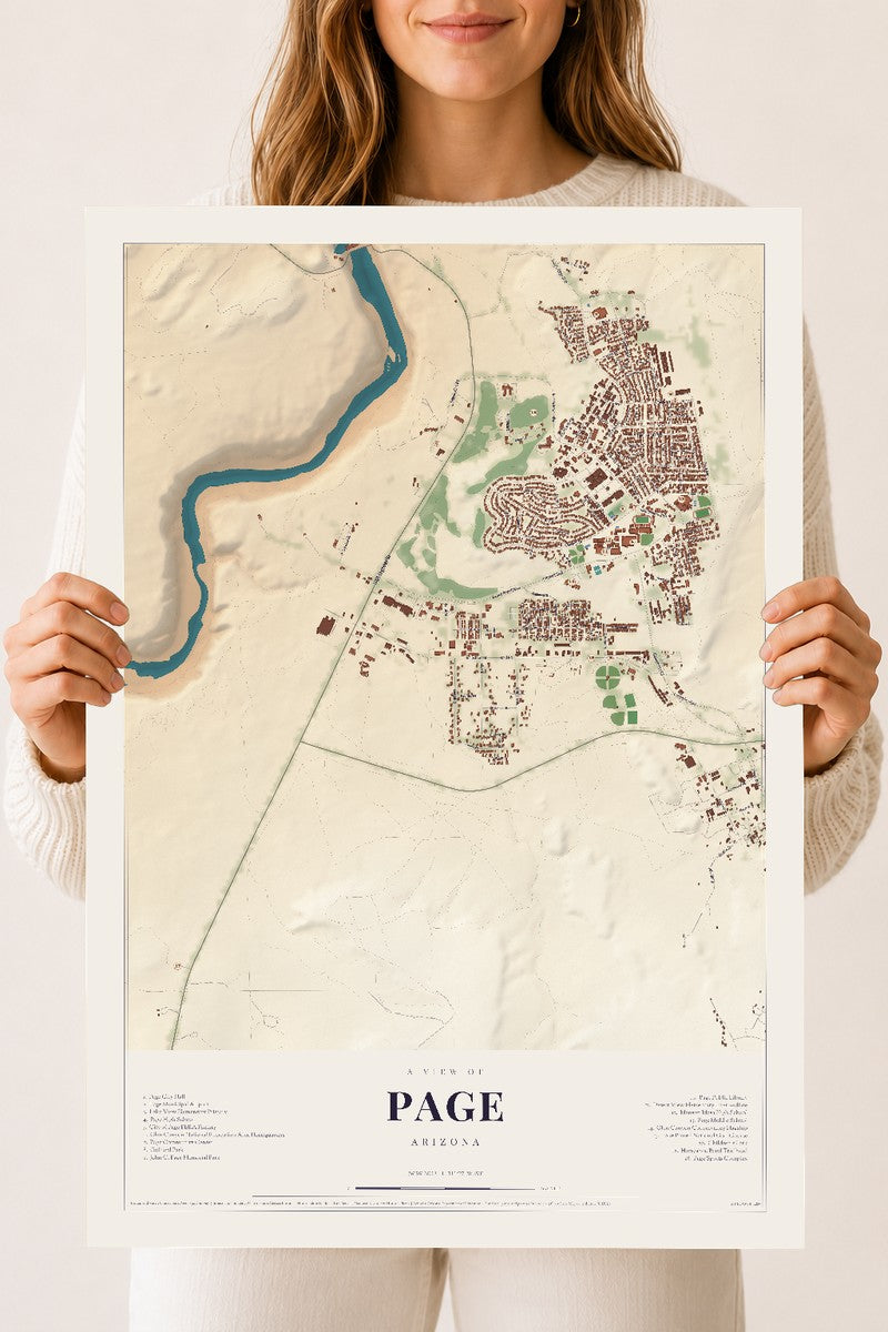 Page, Arizona map print, 18" x 24", Archival Matte Print