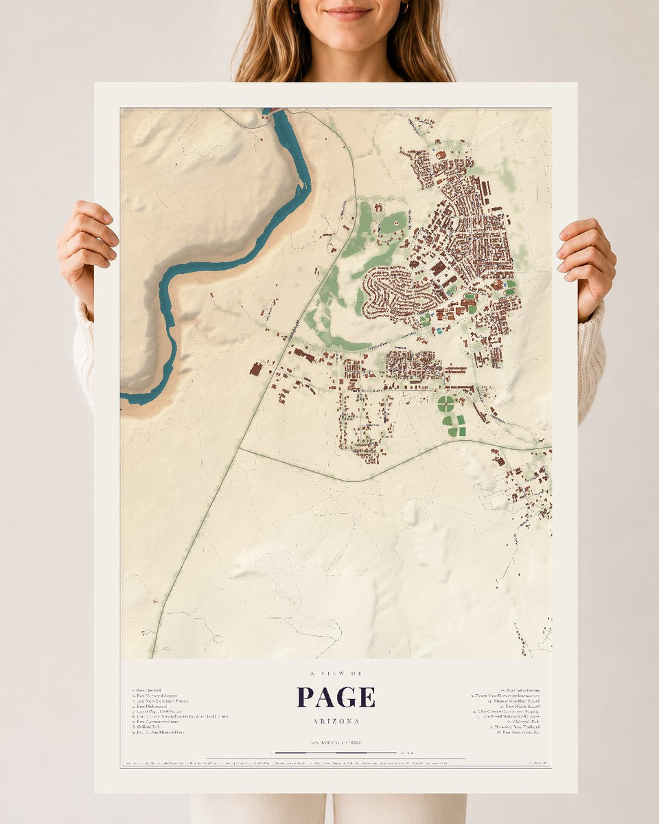 Page, Arizona map print, 24" x 36", Archival Matte Print