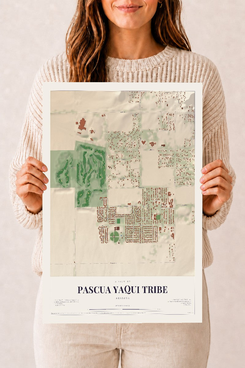 Pascua Yaqui Tribe, Arizona map print, 12" x 18", Archival Matte Print