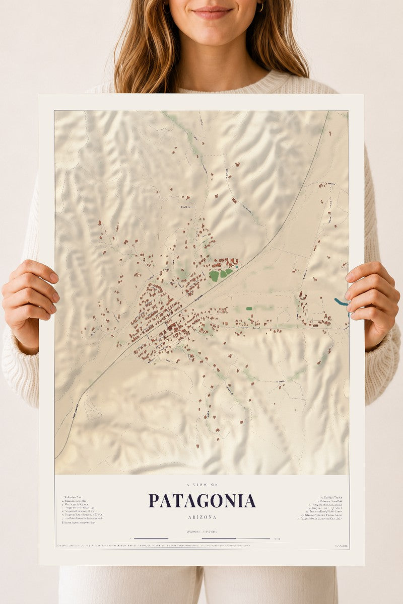 Map of Patagonia, Arizona, 18 x 24 inch unframed archival matte print