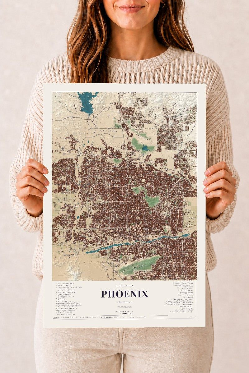 Phoenix, Arizona map print, 12" x 18", Archival Matte Print