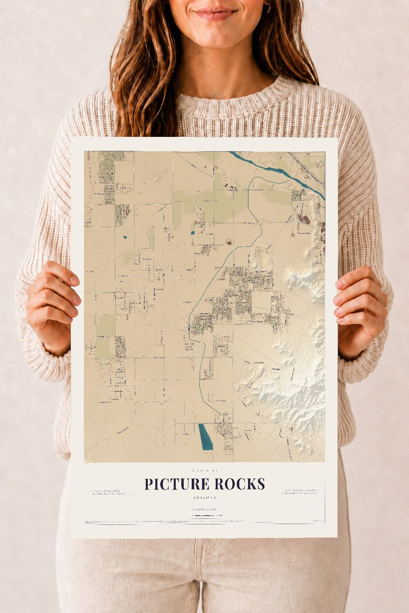 Picture Rocks, Arizona map print, 12" x 18", Archival Matte Print