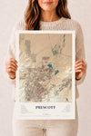 Map of Prescott, Arizona, 12 x 18 inch unframed archival matte print