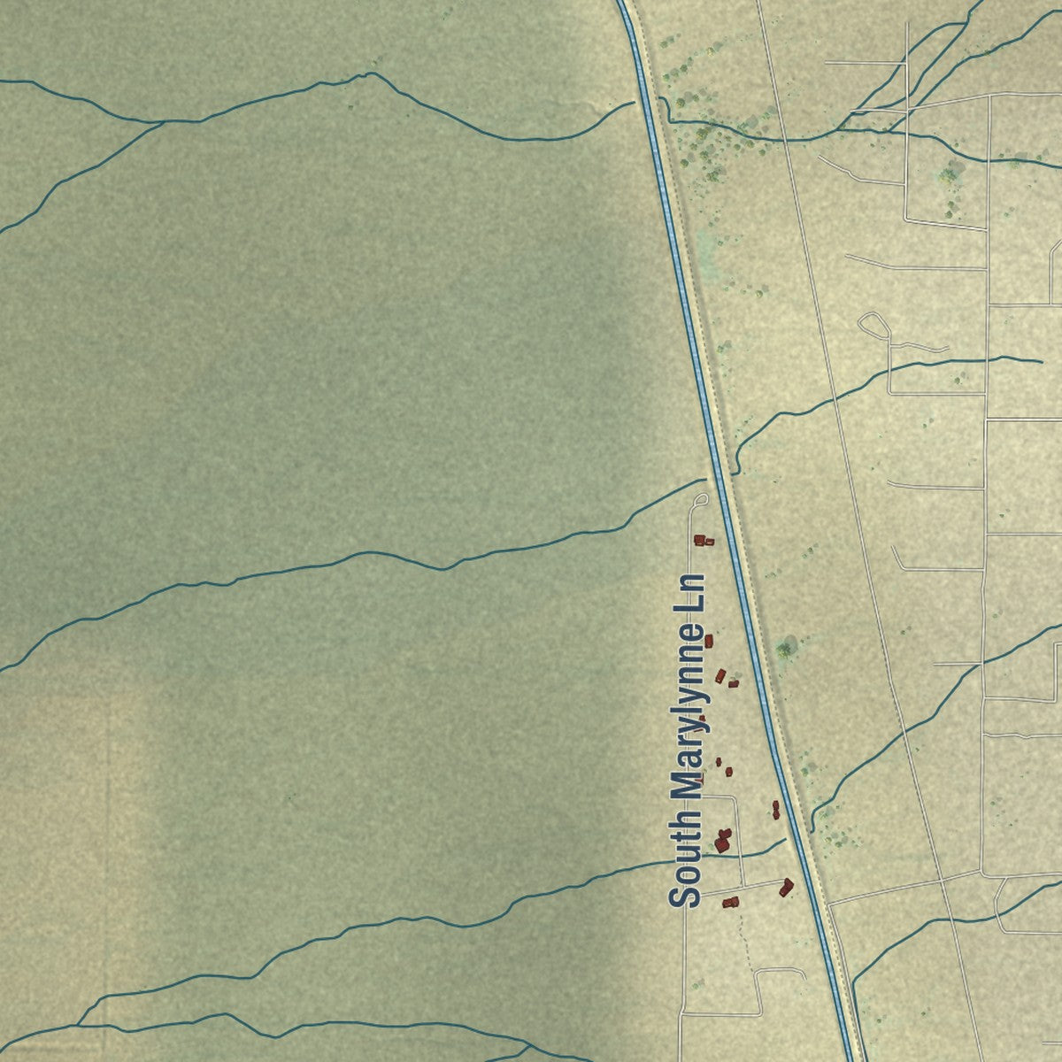 Close-up of the map of Red Rock, Pinal County, Arizona print showing street and building detail