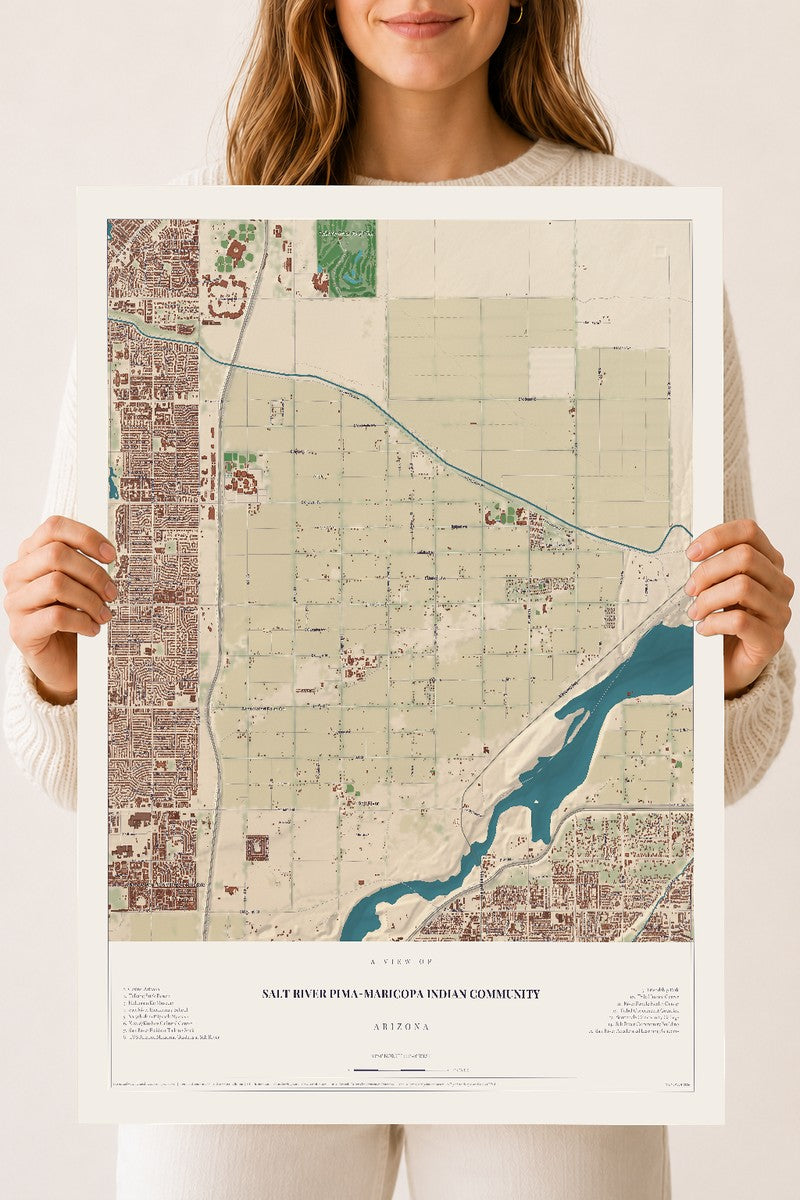 Map of Salt River Pima-Maricopa Indian Community, Arizona, 18 x 24 inch unframed archival matte print