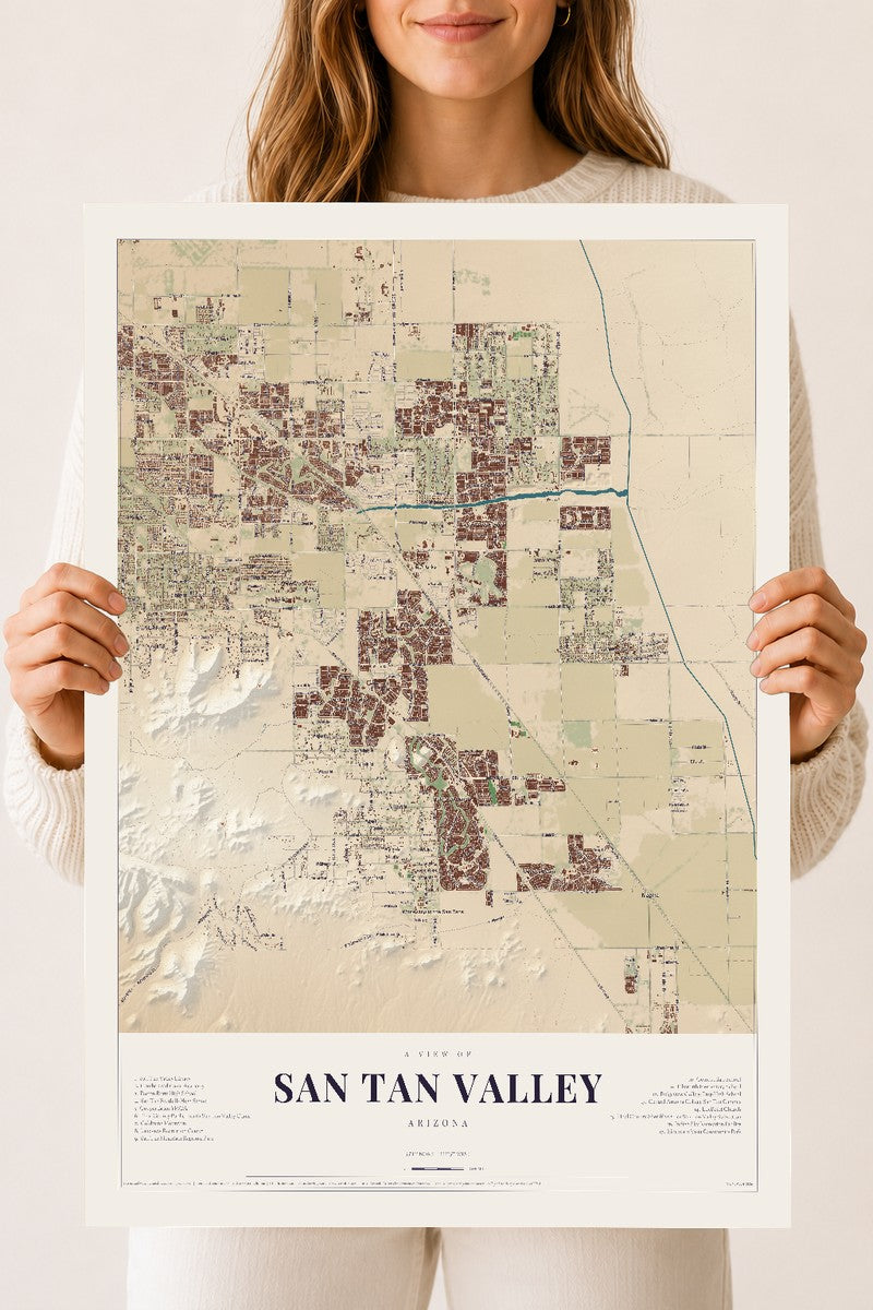 San Tan Valley, Arizona map print, 18" x 24", Archival Matte Print