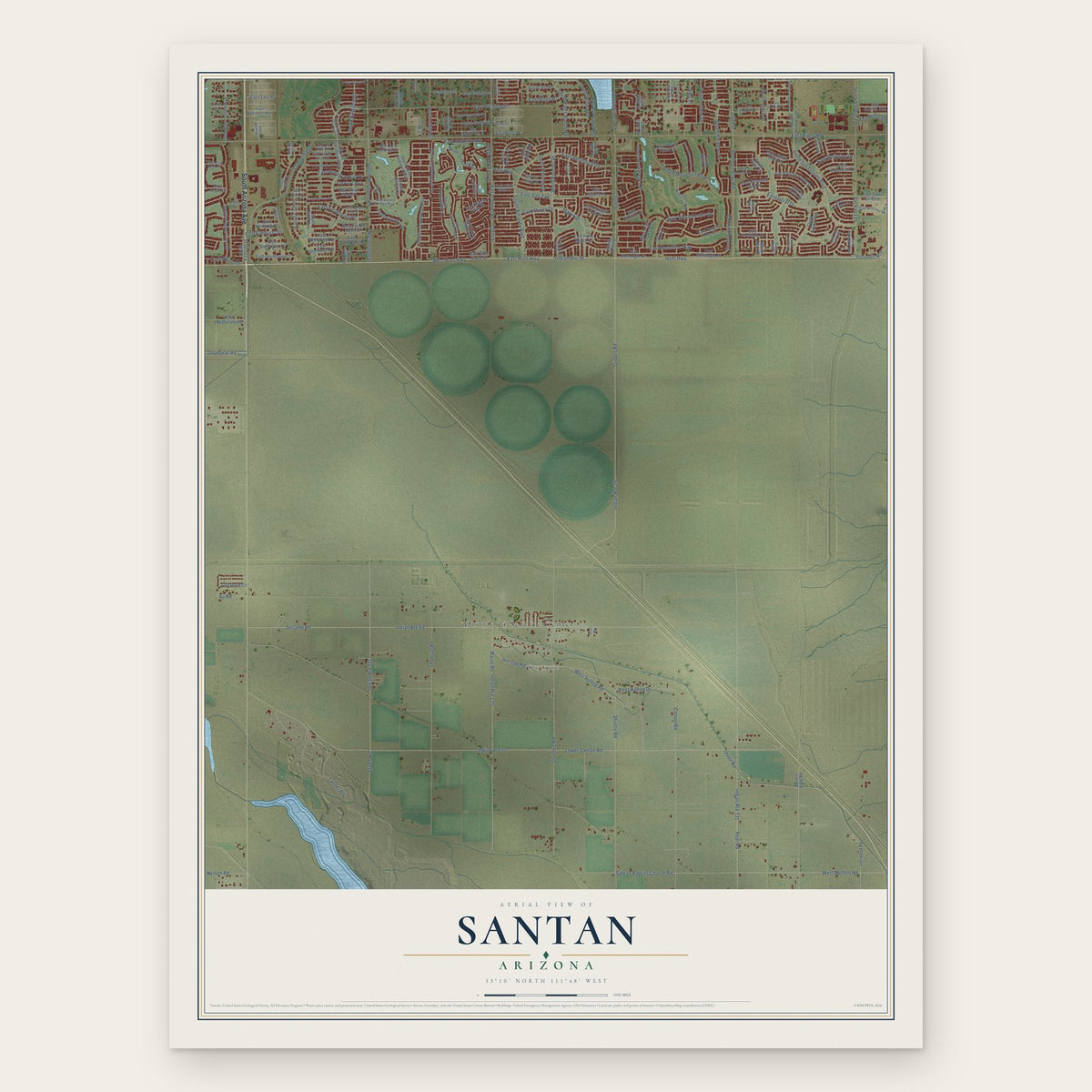 Santan, Arizona map print, the full design