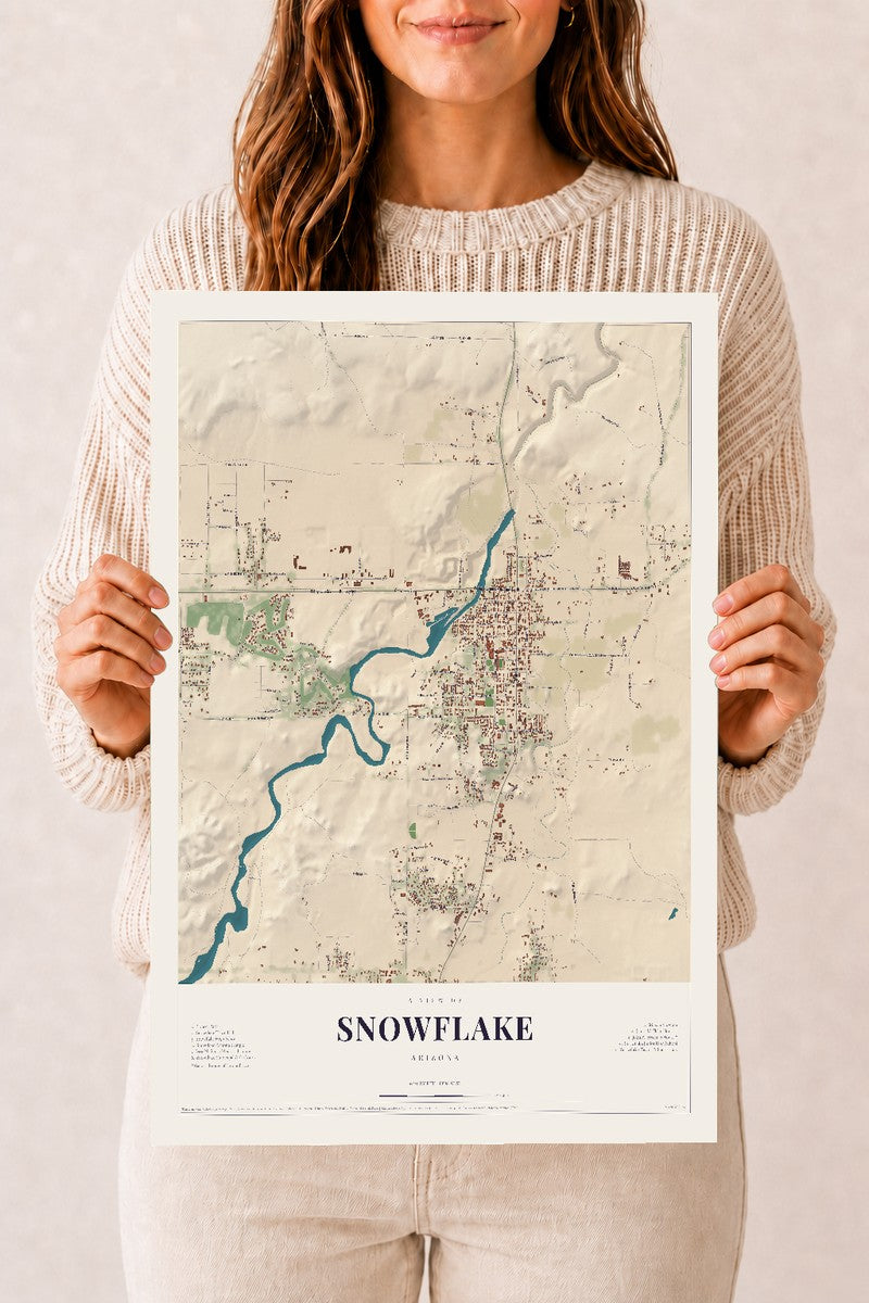Snowflake, Arizona map print