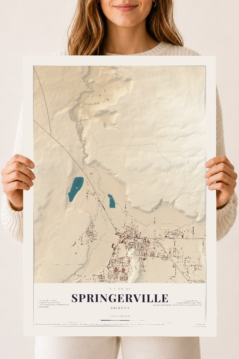 Springerville, Arizona map print, 18" x 24", Archival Matte Print