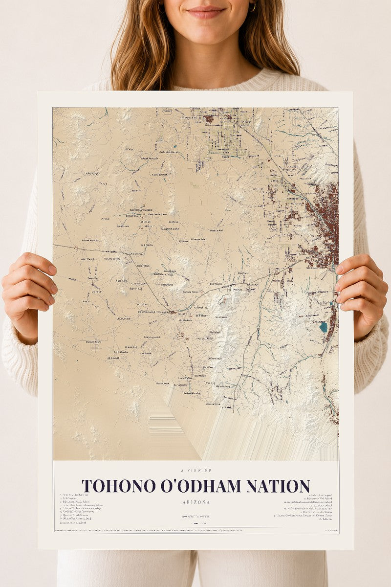 Tohono O'odham Nation, Arizona map print, 18" x 24", Archival Matte Print