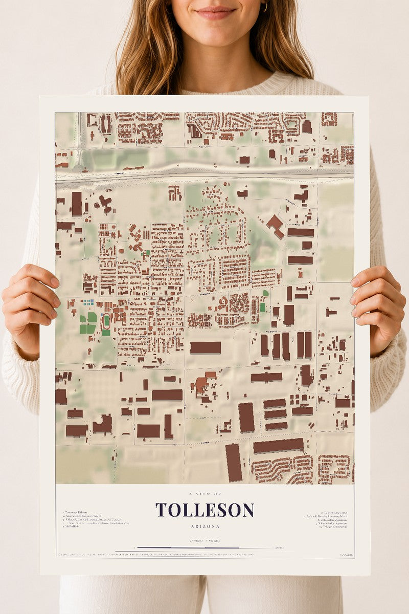 Tolleson, Arizona map print, 18" x 24", Archival Matte Print