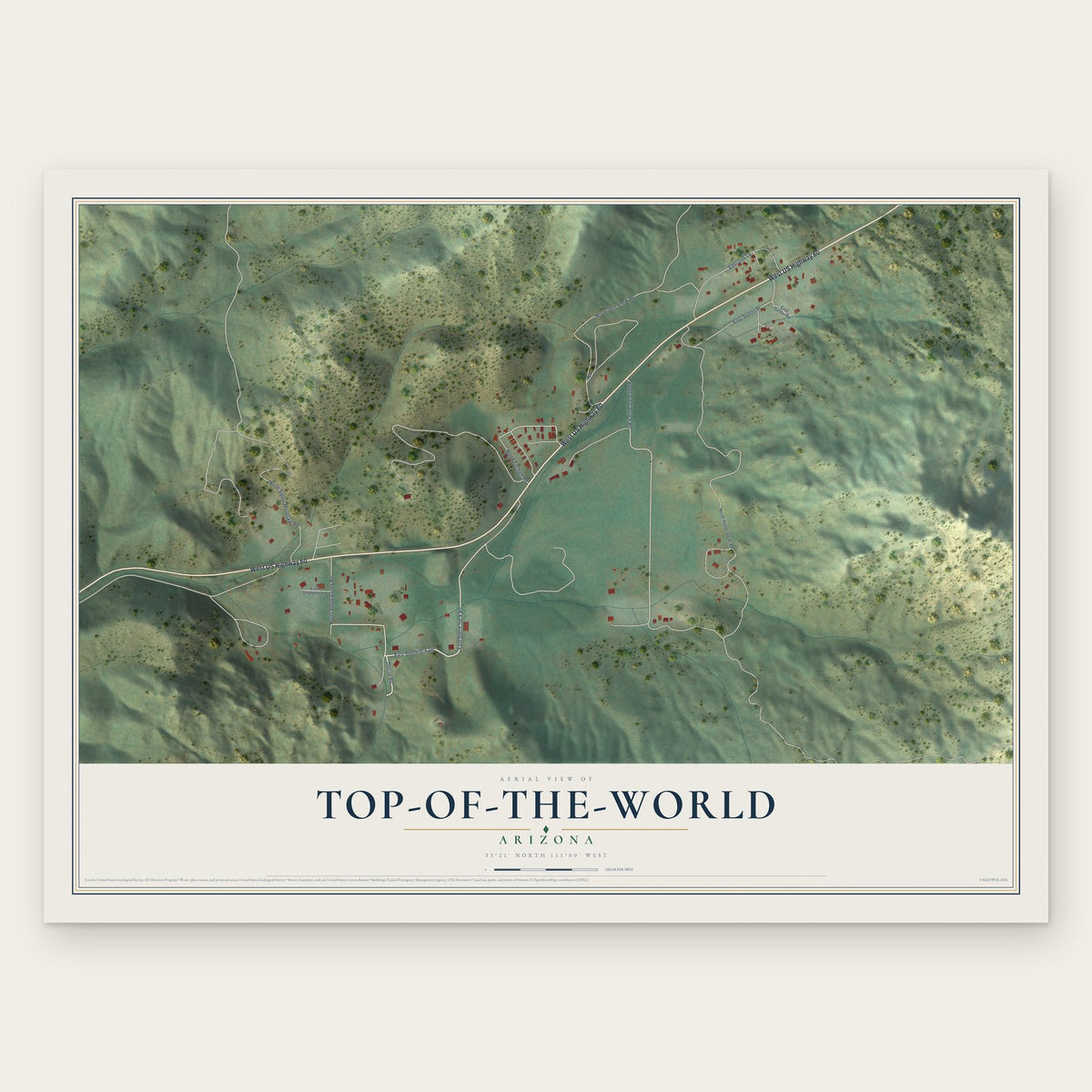 Top-of-the-World, Arizona map print, the full design