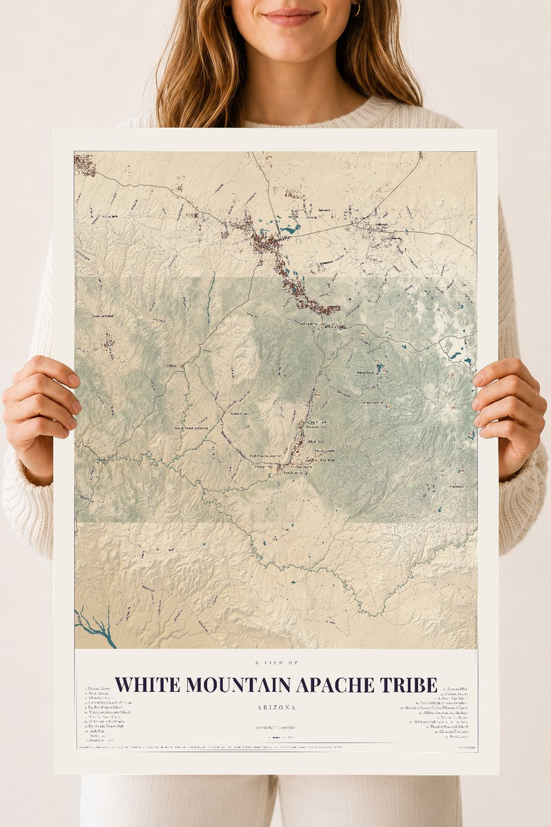 White Mountain Apache Tribe, Arizona map print, 18" x 24", Archival Matte Print