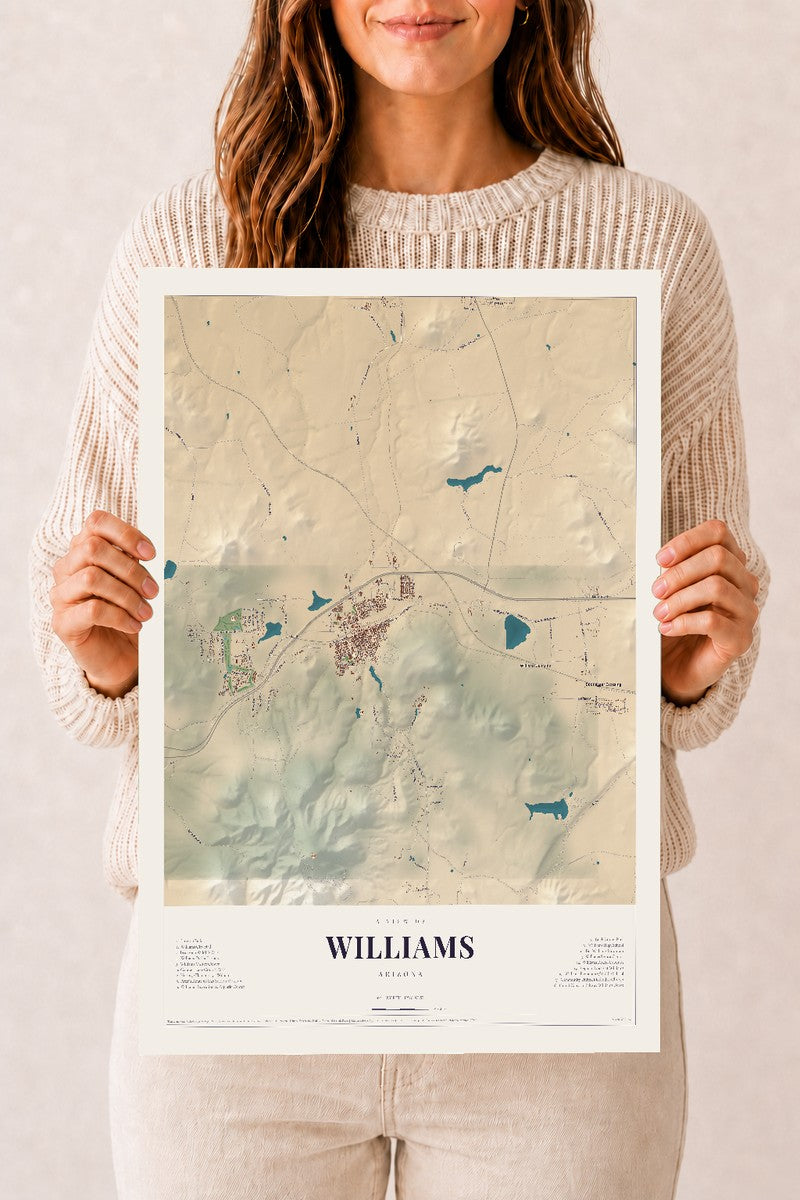 Williams, Arizona map print