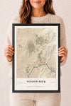 Map of Window Rock, Arizona, 12 x 18 inch print in a black wood frame
