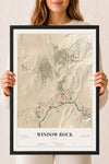 Map of Window Rock, Arizona, 18 x 24 inch print in a black wood frame
