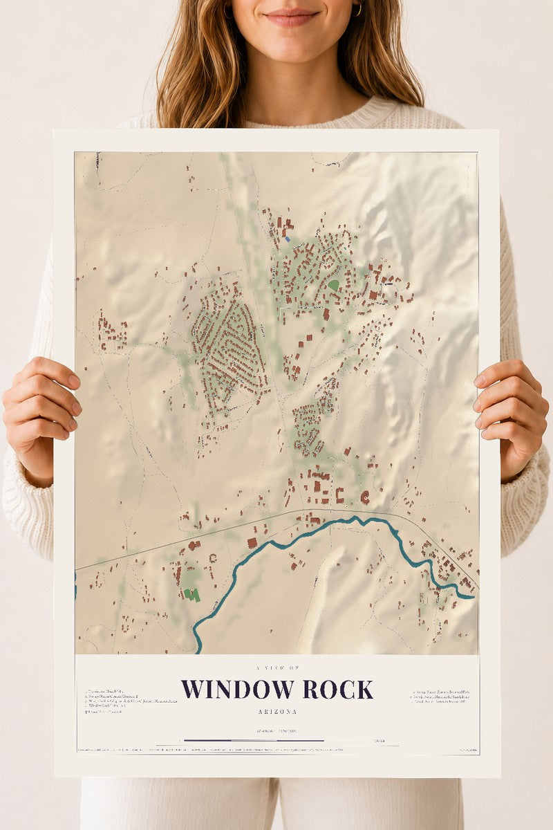 Window Rock, Arizona map print, 18" x 24", Archival Matte Print
