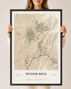 Map of Window Rock, Arizona, 24 x 36 inch print in a black wood frame