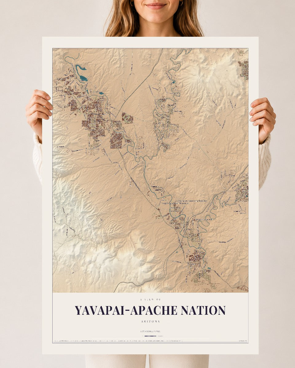 Yavapai-Apache Nation, Arizona map print, 24" x 36", Archival Matte Print