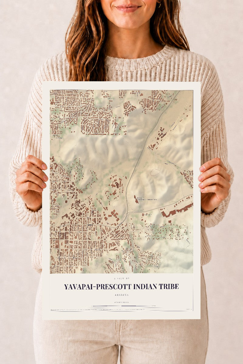 Yavapai-Prescott Indian Tribe, Arizona map print, 12" x 18", Archival Matte Print