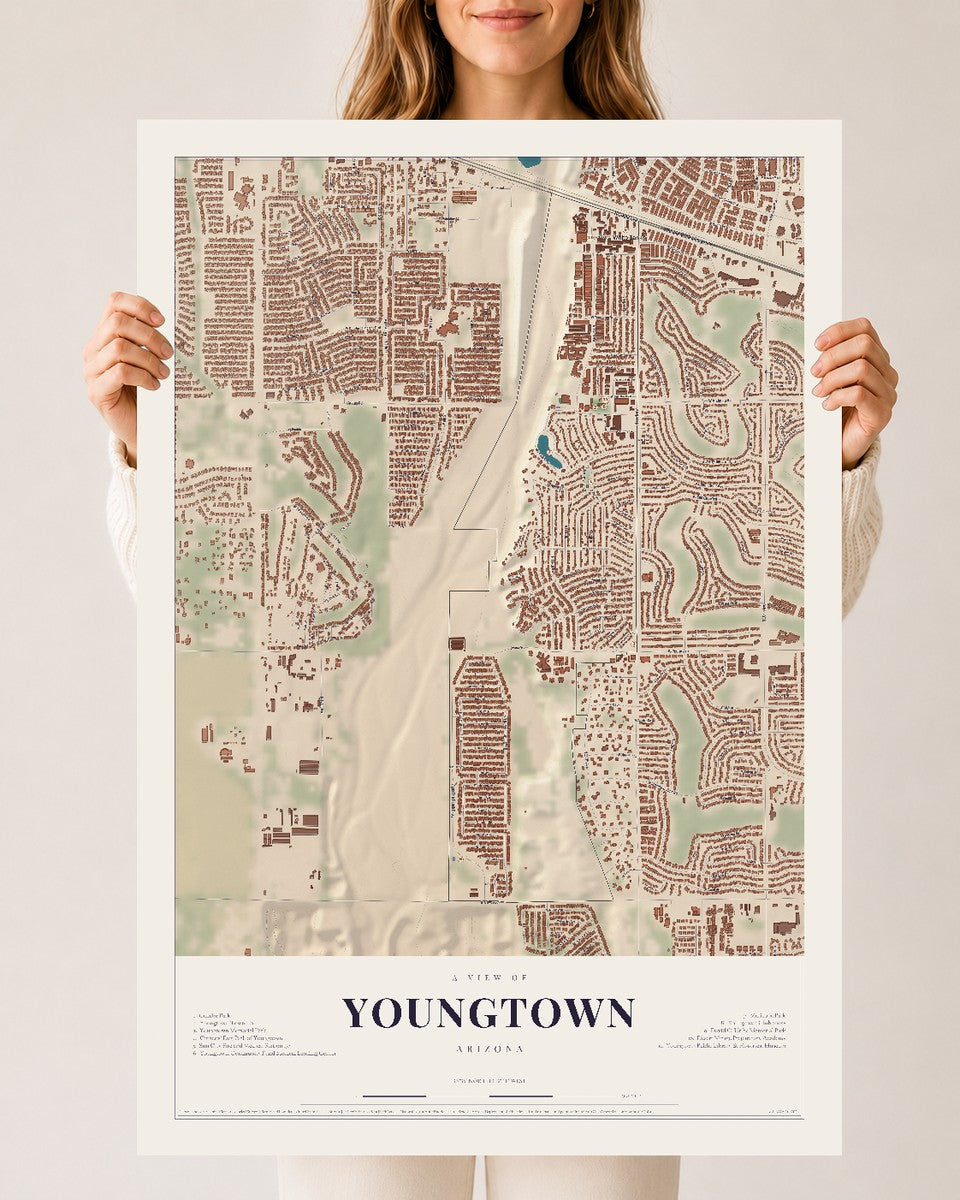 Map of Youngtown, Arizona, 24 x 36 inch unframed archival matte print