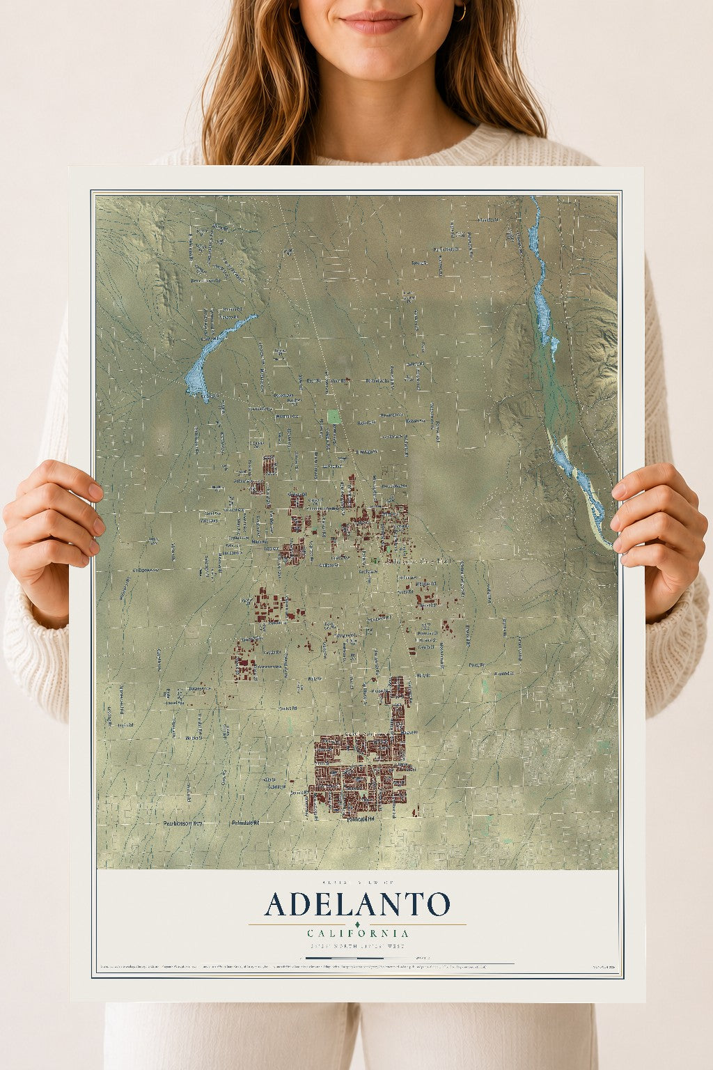 Map of Adelanto, California, 18 x 24 inch unframed archival matte print