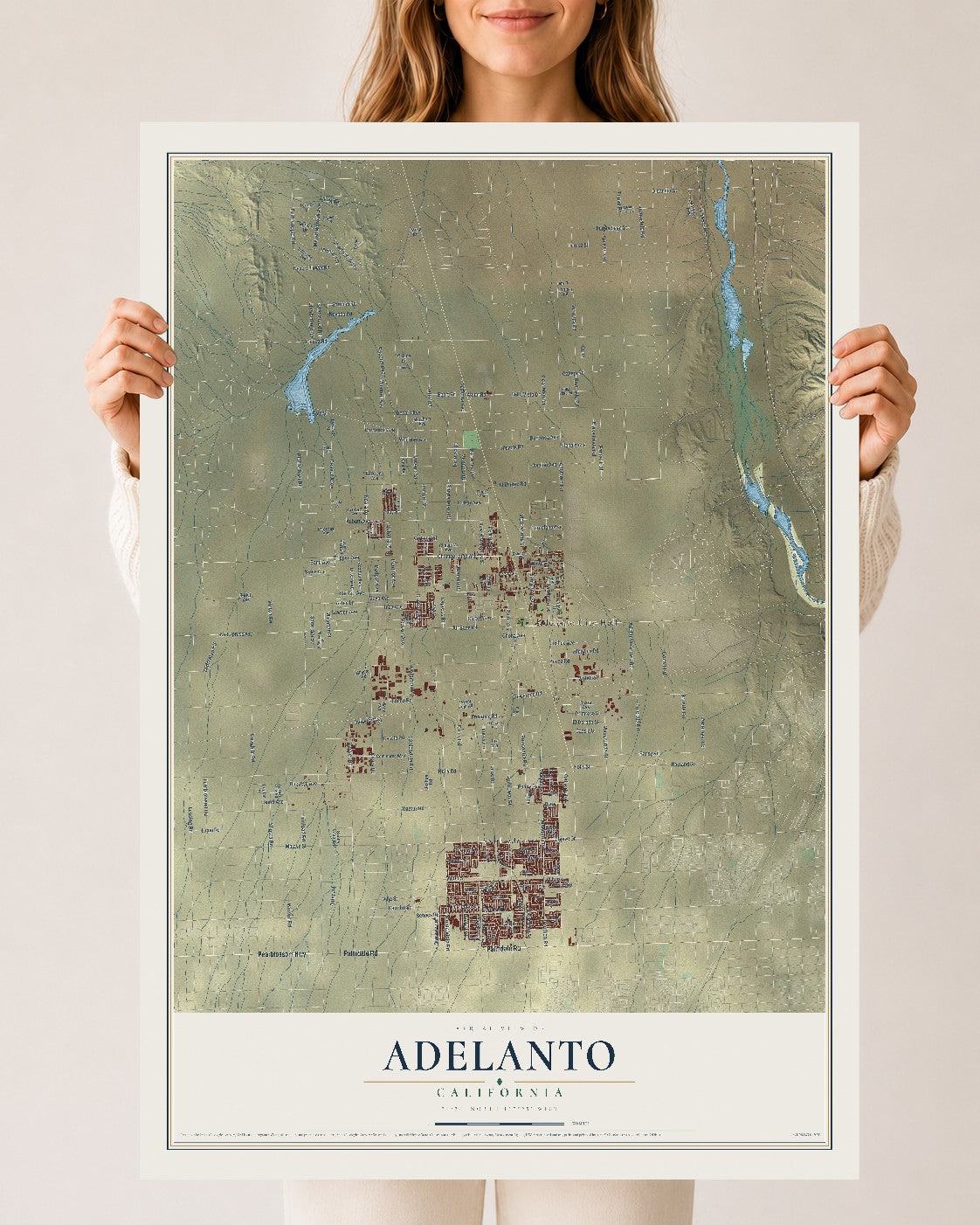 Map of Adelanto, California, 24 x 36 inch unframed archival matte print
