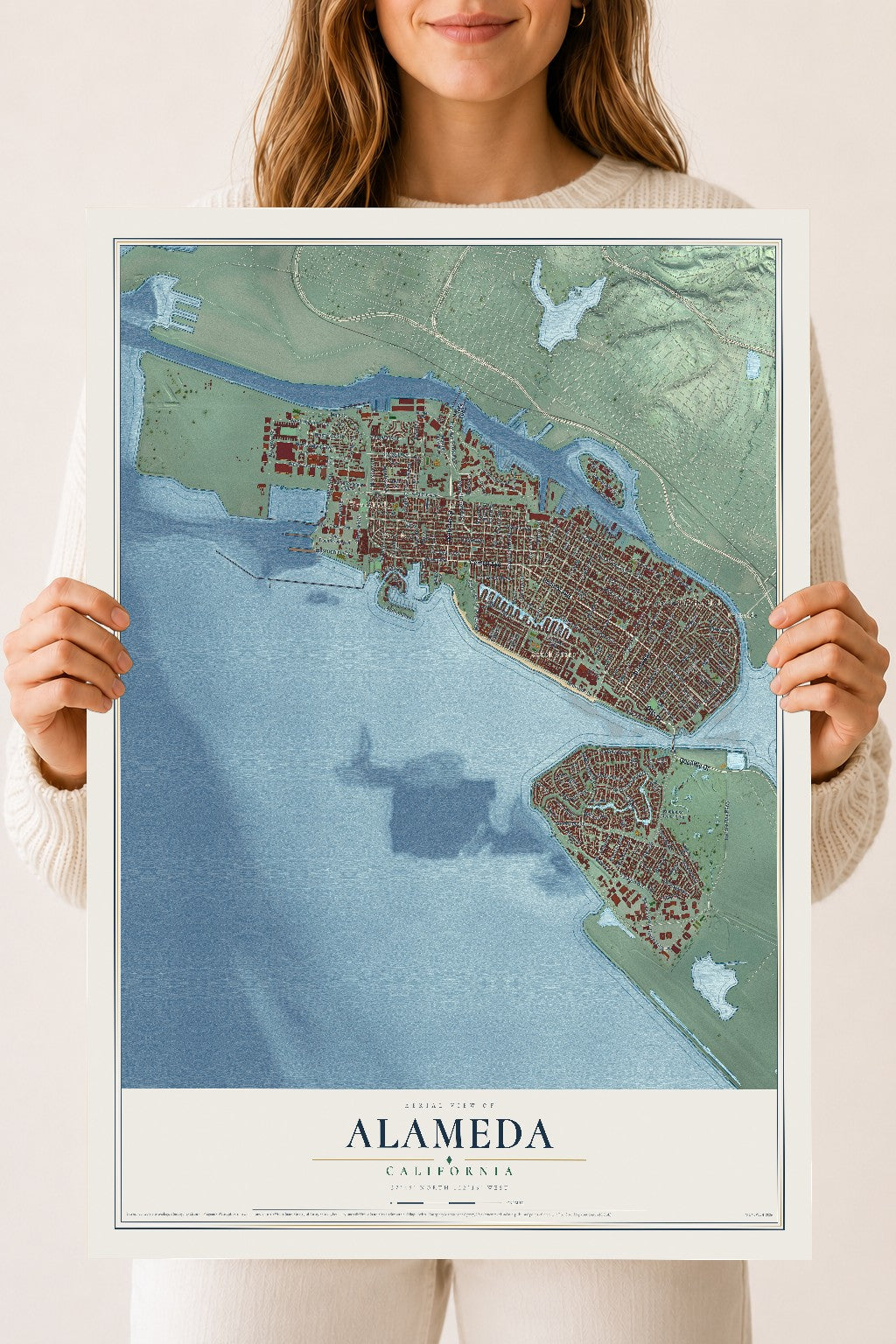 Map of Alameda, California, 18 x 24 inch unframed archival matte print