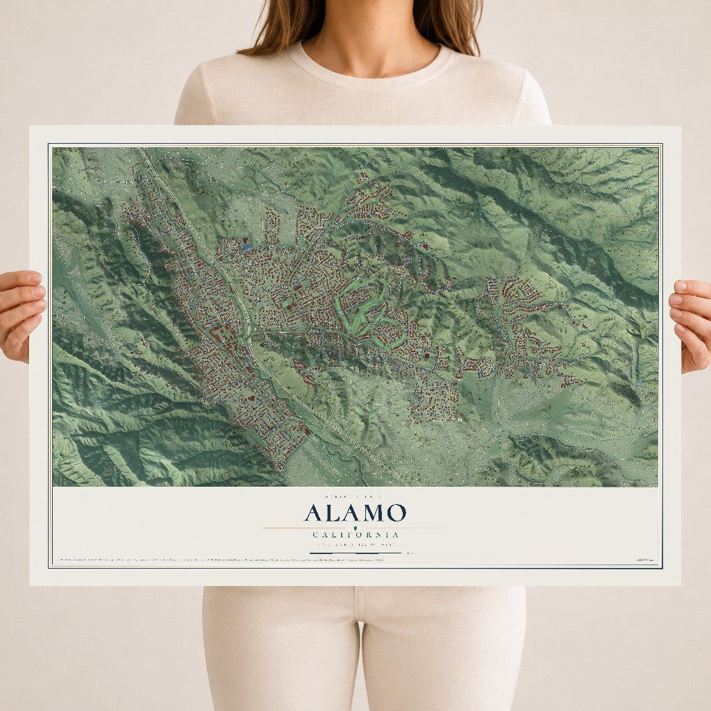 Map of Alamo, California, 18 x 24 inch unframed archival matte print