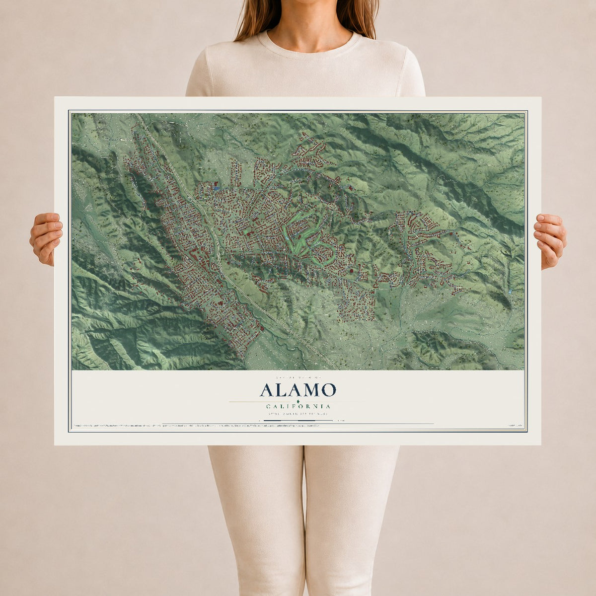 Map of Alamo, California, 24 x 36 inch unframed archival matte print