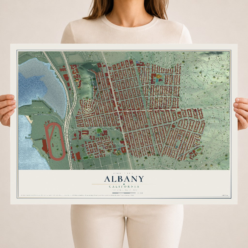 Map of Albany, California, 18 x 24 inch unframed archival matte print