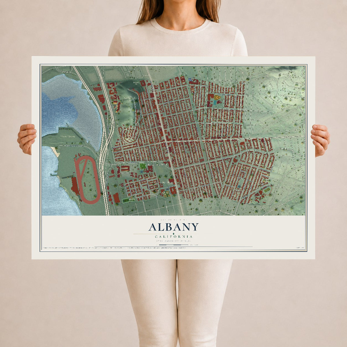 Map of Albany, California, 24 x 36 inch unframed archival matte print