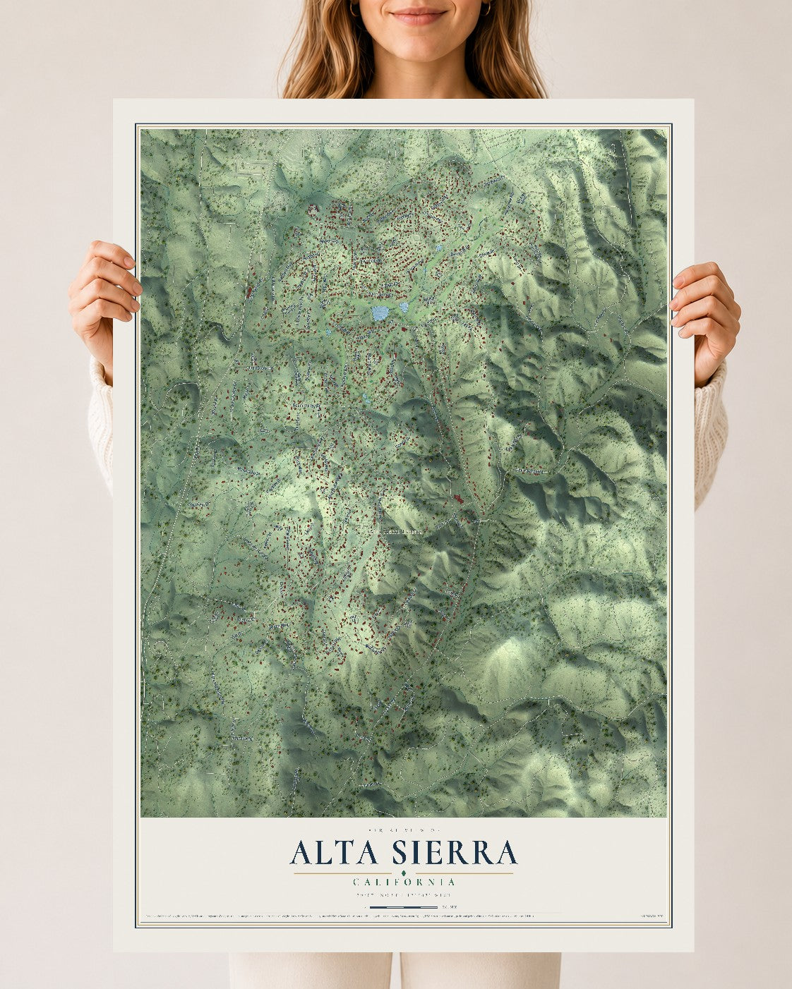 Map of Alta Sierra, California, 24 x 36 inch unframed archival matte print
