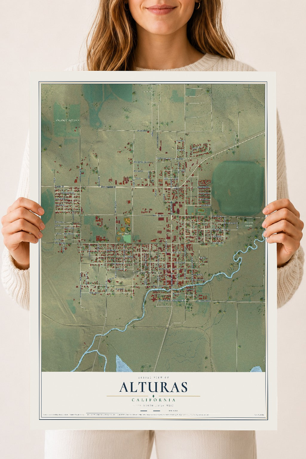 Map of Alturas, California, 18 x 24 inch unframed archival matte print