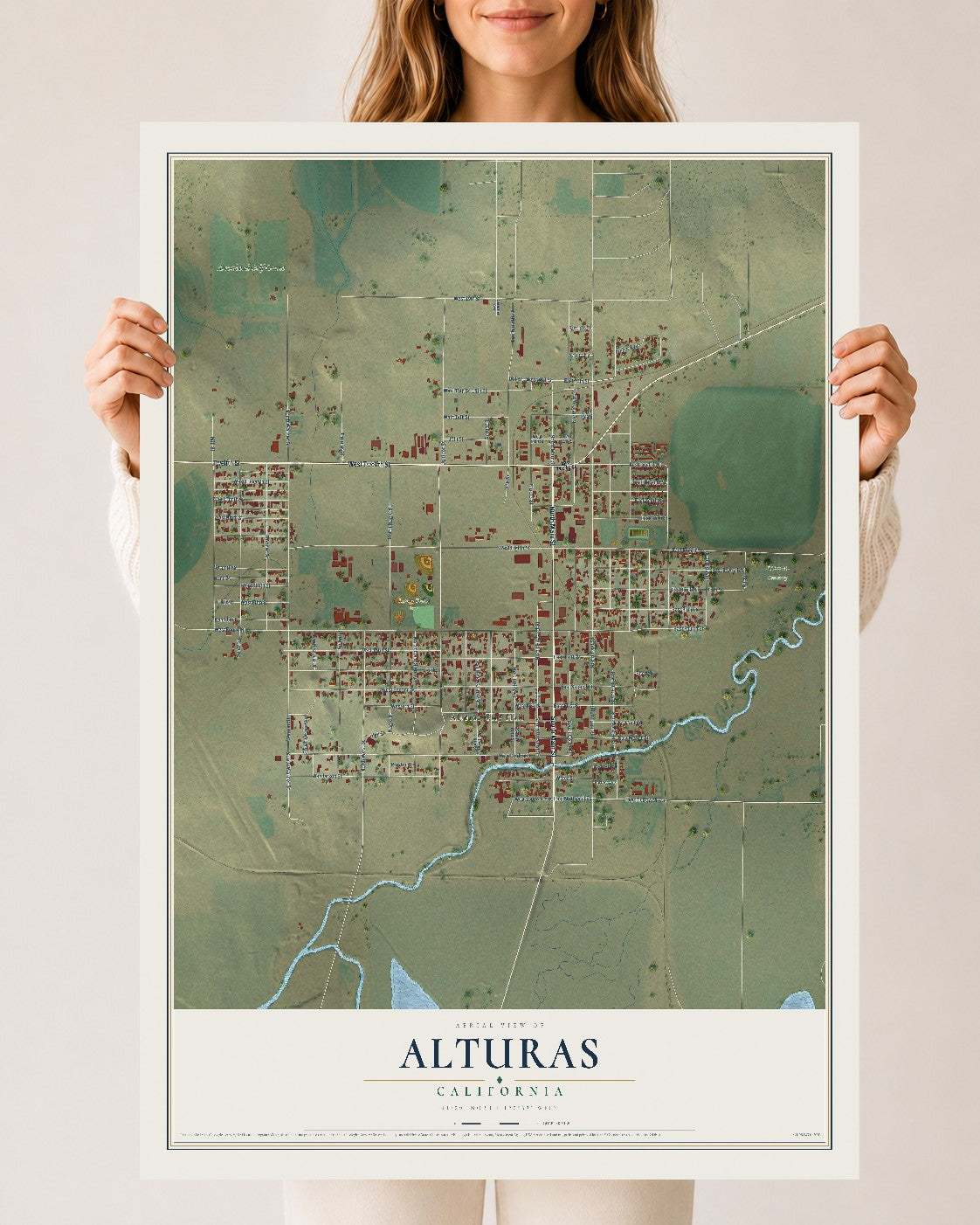 Map of Alturas, California, 24 x 36 inch unframed archival matte print