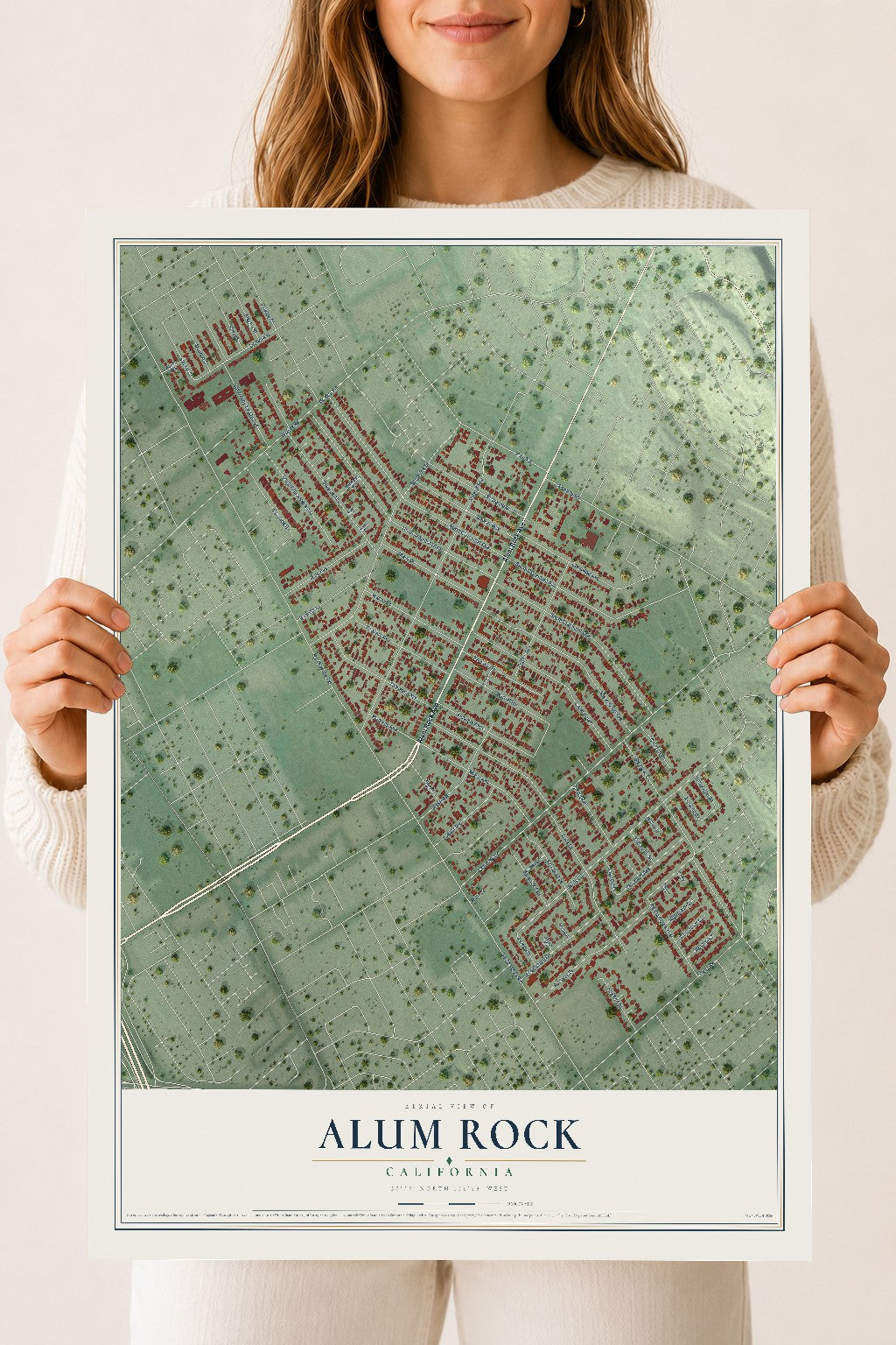 Map of Alum Rock, California, 18 x 24 inch unframed archival matte print