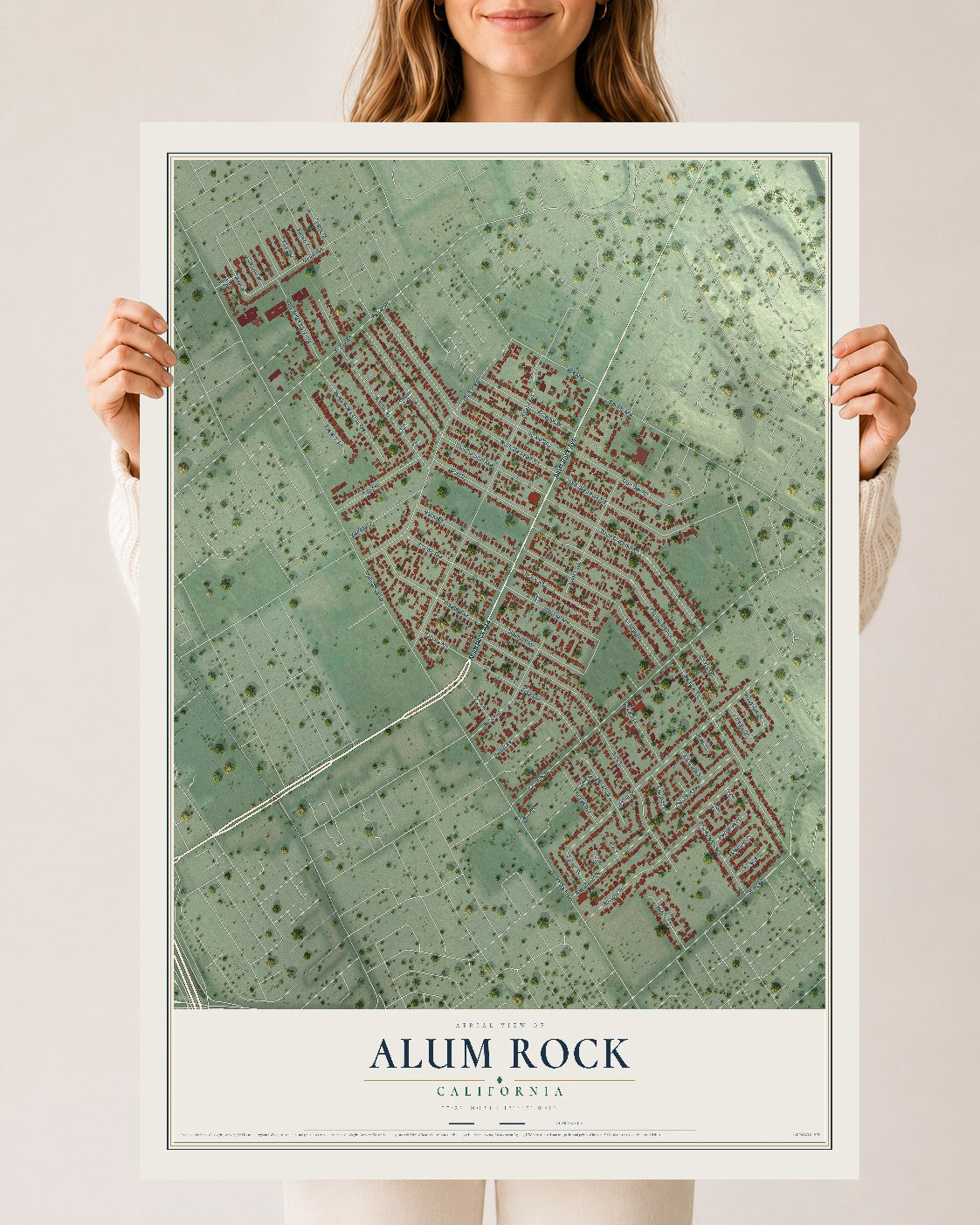 Map of Alum Rock, California, 24 x 36 inch unframed archival matte print